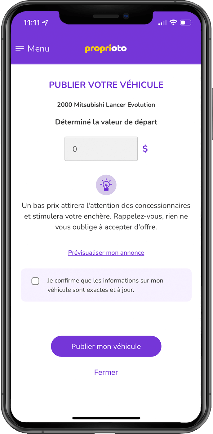 Publiez votre véhicule